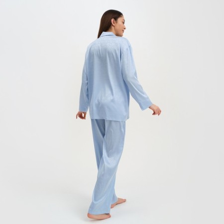 Female pajamas (shirt and trousers) KAFTAN "Triangles" Blue color, size 40-42-1