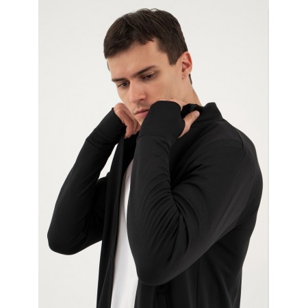 Long -line male Resport, on a zipper, p. 52, the color is black, basic, with a long sleeve-7