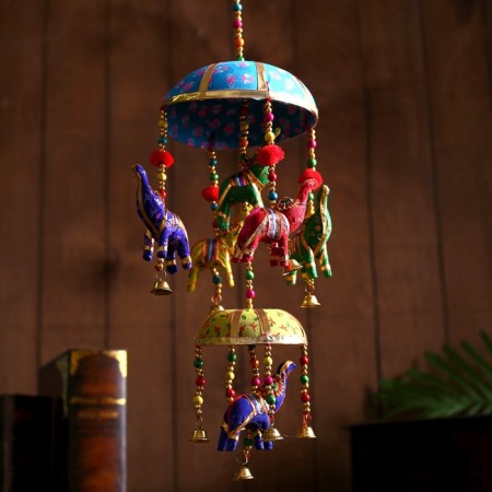 Interior suspension with bells "Elephants" 15x15x41 cm mix-2