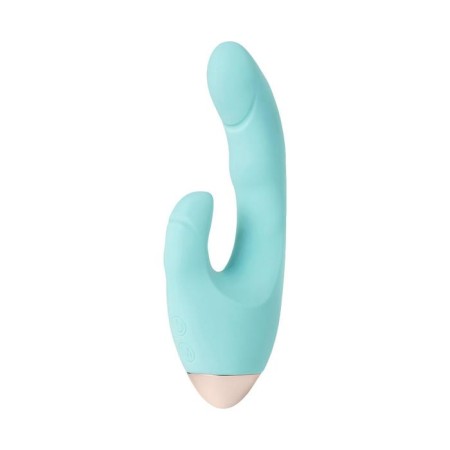 Vibrator with clitoral stimulant L’Eroina by Toyfa Crystal, silicone, blue color, 18.3 cm-1