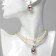 Set 2 objects: earrings, Katrin's necklace pink insert, white color in silver, 45 cm