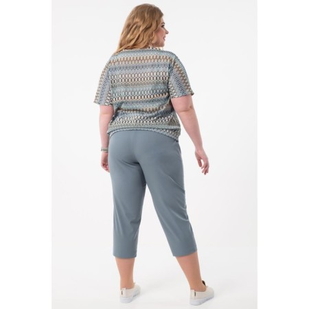 Female trousers, size 54, gray-green color-7