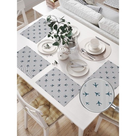 Set of napkins for setting the table "Tourist aircraft", rectangular, size 32x46 cm, 4 pcs-1