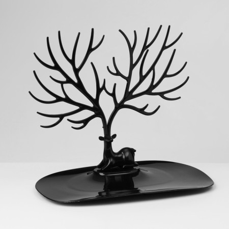 Stand for jewelry "Deer", 25 × 15 × 22 cm, rectangular base, black color-1
