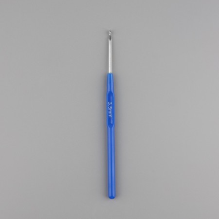 Knitting hook, with a plastic handle, d = 3.5 mm, 13.5 cm, blue color-1