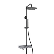 The shower system Wasserkraft A114.255.217.cb Thermo, tropical shower, thermostat, black