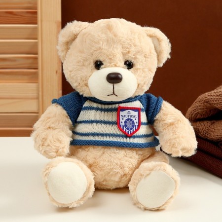 Soft toy "Bear" in a striped jacket, 25 cm, color mix-1