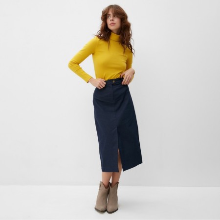 Women's turtleneck Minaku: Basic Line mustard color, size 50-1