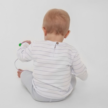 Longsliv Children's Minaku: Basic Line Baby, white/light gray color, height 62-68-3