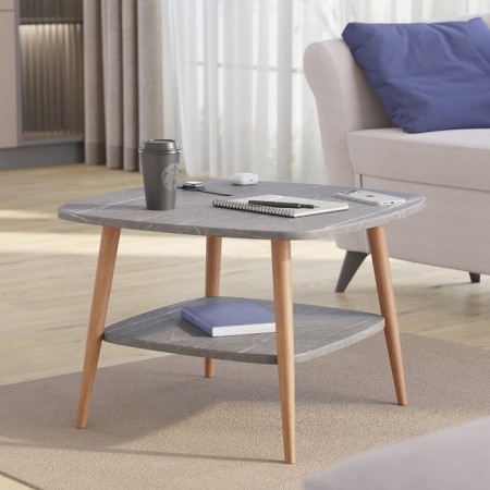 Journal table "Quadro", 600 × 600 × 418 mm, color black marble
