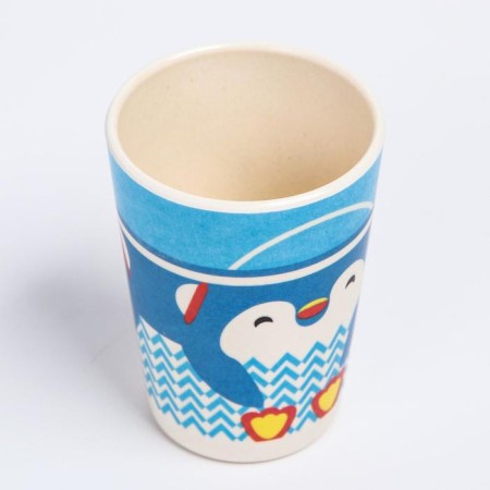 A set of children's bamboo dishes "Penguin", plate, bowl, glass, devices, 5 items-6