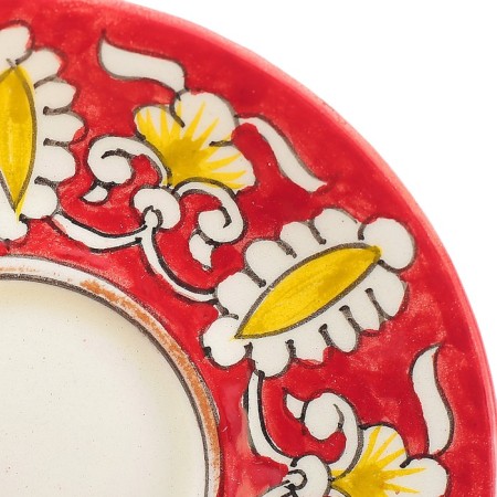 Tea couple Rishtan ceramics "Patterns", 100 ml, (plate 10cm, cup 7.5cm), red-4