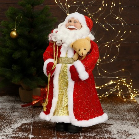 Santa Claus "in a red belted fur coat, with gifts" 45x23 cm-1