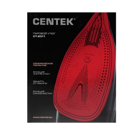 Iron CENTEK CT-2311, 3000 W, 450ml, ceramic, drop-stop, anti-Nakip, self-cleaning, red-9