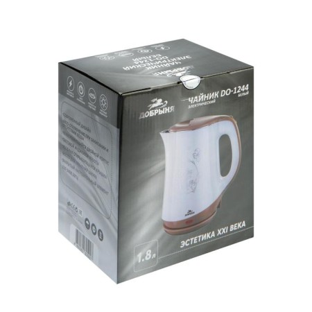 Electric kettle "Dobrynya" DO-1244, plastic, KOBET Metal, 1.8 L, 1800 W, White-7