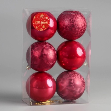 Set of balls plastic D-7.5 cm, 6 pcs "Chara of Magic" Red Red-1