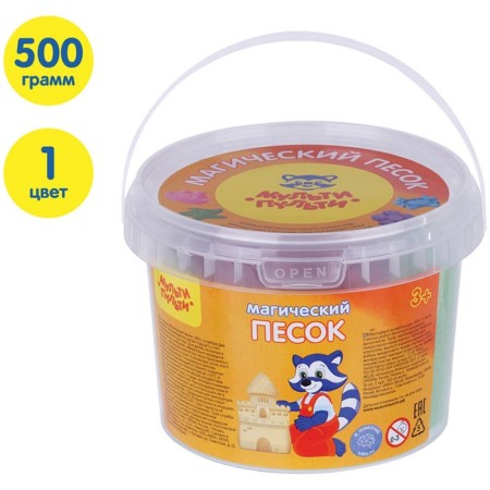 Sand for modeling "Magic sand", green, 500 g, 2 forms.-1