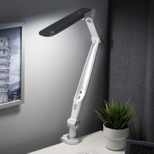 NLED-496-12W-S desktop lamp on the silver clamp
