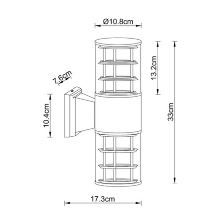 Street wall lamp Arte Lamp Tokyo A5315al-2BK, E27, 2x40 W, 11x17x33 cm, black-2