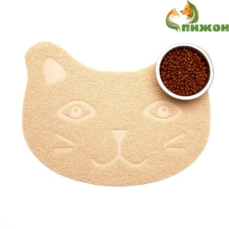 2-in-1 rug for a bowl/toilet for animals "Kisa", 40 x 30 cm, beige