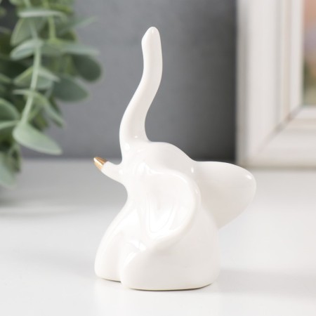 Souvenir Ceramics "Micro elephant" white with gold 5.5x4x9 cm-1