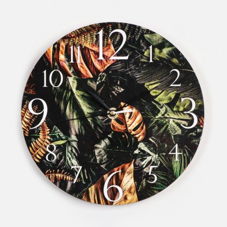 Wall clock, series: interior, "leaves", discrete move, d-23.5 cm-3