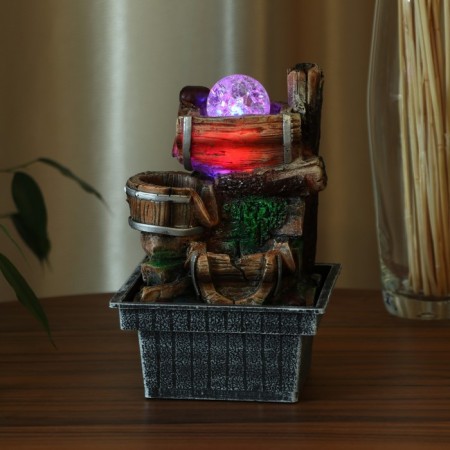 Fountain "barrels on the logs" 13x13x21 cm (with backlight)-2