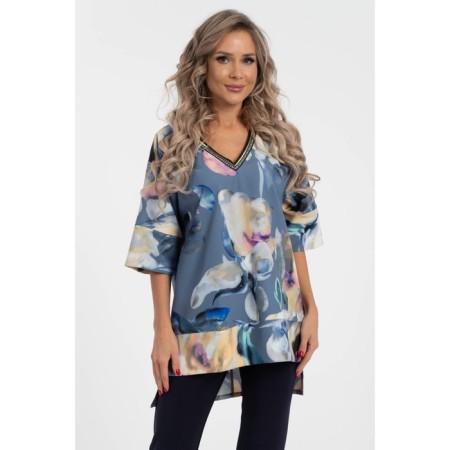 Female blouse, size 48, gray, beige color