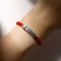 Love bracelet, red color in black silver, 7 cm