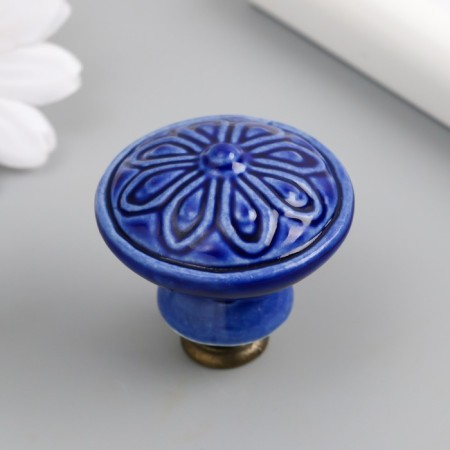 Pen for the casket ceramics, metal "Flower" dark blue 3.9x3.9x3.1 cm-3