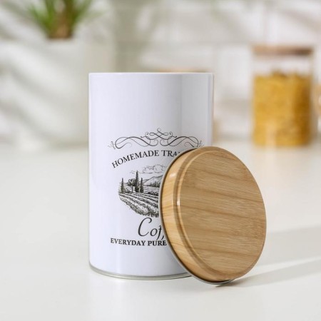 Bank for coffee "House and Field", 12 × 7.5 × 7.5 cm, white color-2