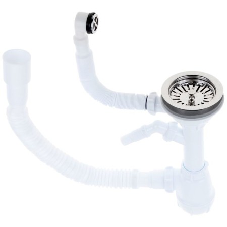 Aquant siphon for washing, 3 1/2 "x 40 mm, removal of the machine, round overflows, corrugation 40/50 mm