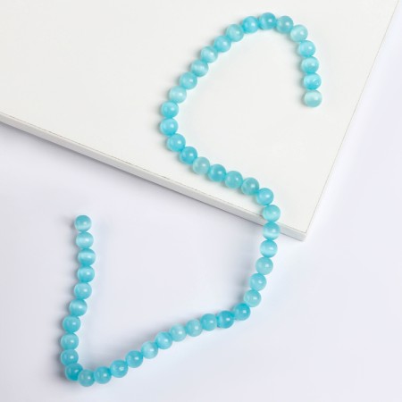 Beads made of natural stone "Cat Eye" set of 50 pcs., 1 pc. - 8 mm, turquoise-2