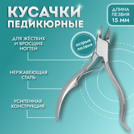 Pigitan nippers, with a cap, curved handle, curved blade, 11 cm, blade length - 15 mm, silver color