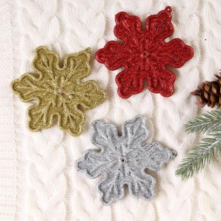 Christmas tree decoration "Large snowflake" (set 3 pcs) 7x8 cm, mix