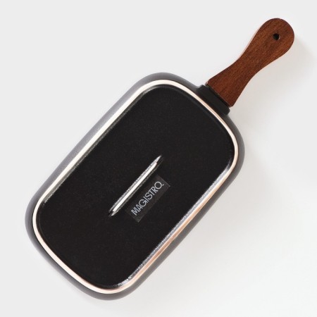 Porcelain dish for serving with bamboo handle Magistro "Galaxy", 29 × 12 × 2.2 cm, black color-3