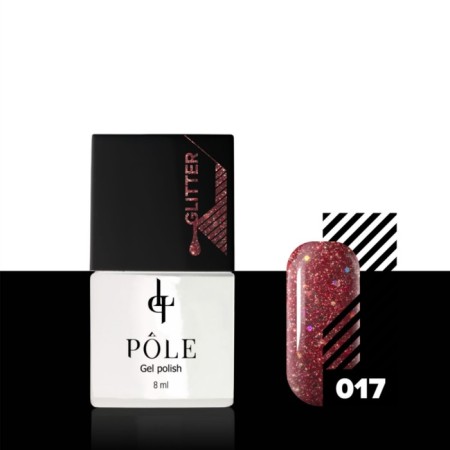 Pole Glitter gel polish, No. 17 berry jam, 8 ml