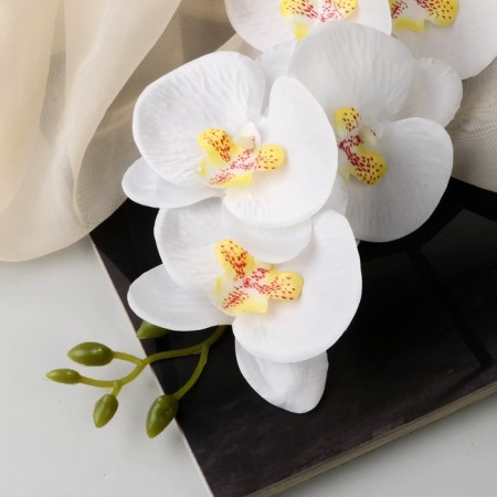 Artificial flowers "Orchid Phalaenopsis" premium, 7x55 cm, white-1
