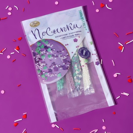 Sprinkling confectionery "Parf", lilac mix, 20 g-1