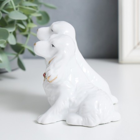 Souvenir Ceramics "Dog breed spaniel" White, rhinestones 8.2x9.3x7.3 cm-3