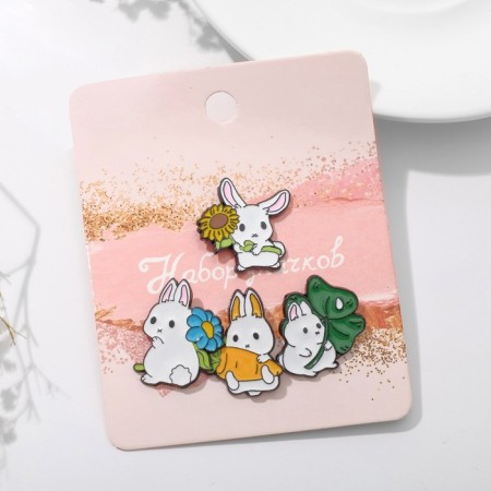 Set of icons (4 pcs.) "Zaychat", colored in ferrous metal-1