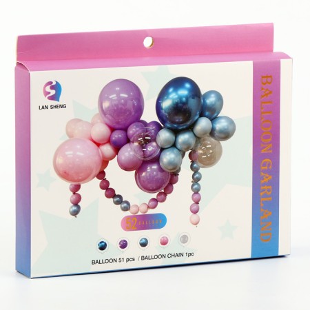 Set for creating compositions from balloons, set of 52 pcs., Pink, purple, blue-1