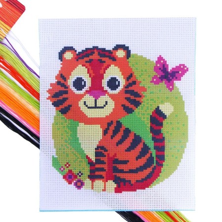 Cross -stitch "Tiger and butterfly", set for creativity, 25 x 20 cm-2