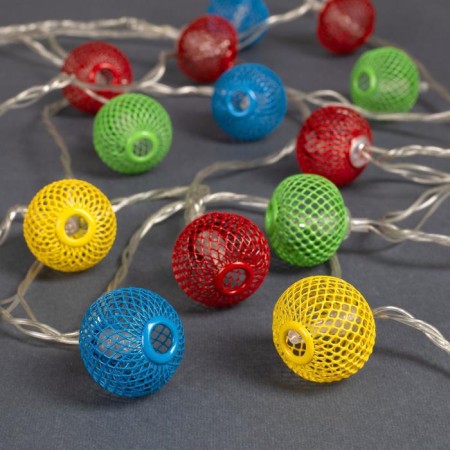 Girland “thread” 4 m with nozzles “ball mesh”, ip20, transparent thread, 20 LED, glow of multi, 8 modes, 220 V-1