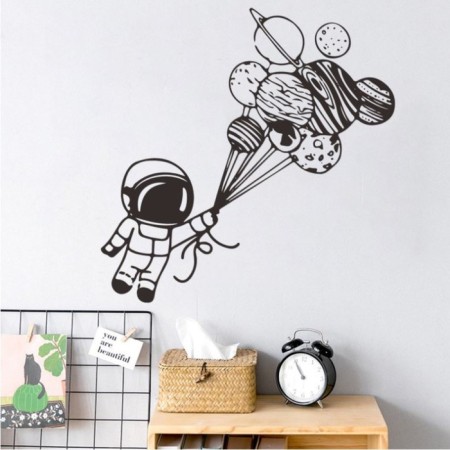 Sticker Plastic Interior color "Cosmonaut with planets on threads" 30x60 cm