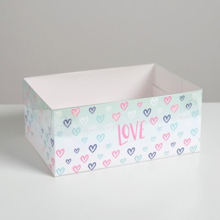 Capcake box, confectionery packaging, 6 cells "Love", 23 x 16 x 10 cm