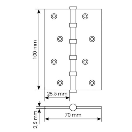 Steel universal steel ms 100x70x2.5-4bb w 1pcs., White-1
