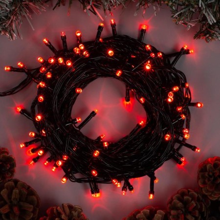 Garland “thread” 10 m, IP20, dark thread, 100 LED, red glow, 8 modes, 220 V