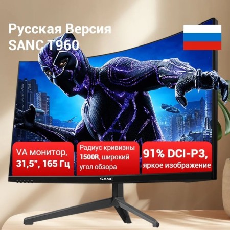 Монитор SANC T960 (T960), 31.5", VA, 1920×1080, 165Гц, 6 мс, HDMI, DP, чёрный-1