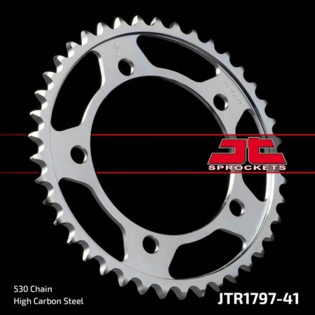 The rear star, driven JTR1797 Steel, chain 530, 41 teeth